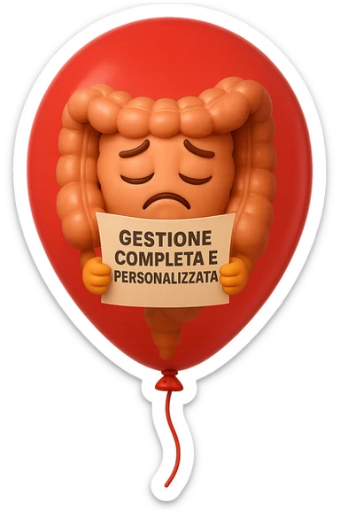 EMOJI STILE IPHONE 3D DI INTESTINO 3D CON ESPRESSIONE TRISTE  IN VOLTO CHIUSO IN UN PALLONCINO ROSSO, FAGLI ANCHE LA PARTE BIANCA DEGLI OCCHI, NON SOLO LA PUPILLA sticker