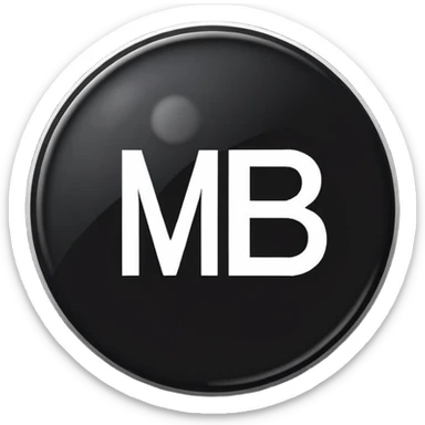 Black Circle with MB written on it sticker