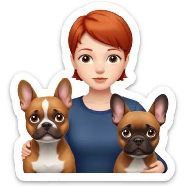 Redhead girl with french bulldog and belgian malinua sticker