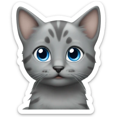 blue eyes grey kitten and poo are friends sticker