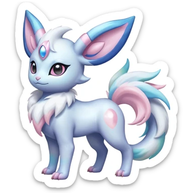Shiny Pastel Absol-Lumineon-Sylveon-Amauara-Fakémon-hybrid-creature (full body)  sticker