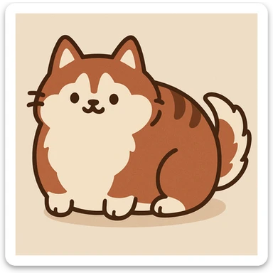 pusheen-style chonky red siberian husky sticker