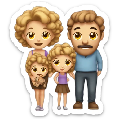 poo family with dad, mum and girl sticker