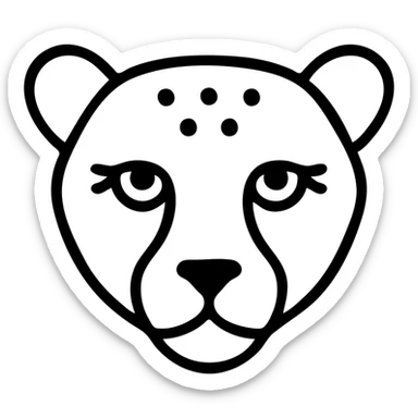 cheetah with prominent lashes outlined icon sticker