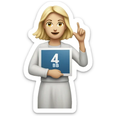 White woman holding 4 B movement sign sticker