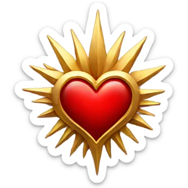 red Gothic heart with gold rays sticker