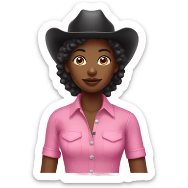 Black girl wearing a pink cowboy hat sticker