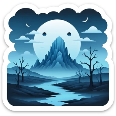 Ghostly Pastel Black Blue Spectral Gloomy Dusky Dystopian Apocalyptic Aesthetic Scenery Deco sticker