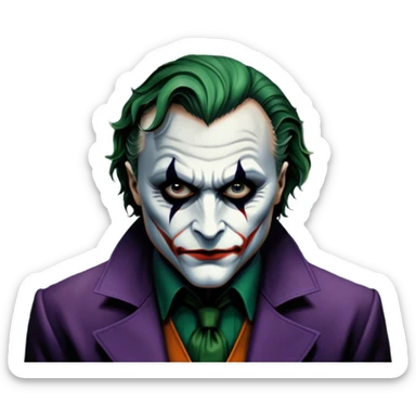 Thriller movie icon: A close-up collage with eerie, dramatic elements. Include the Joker, Hannibal Lecter, and a dark, moody Gotham City skyline in the background. The characters should look intense and shadowed, creating a tense atmosphere. Transparent background. sticker