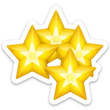 three glowing four-angled yellow stars - two big and one smaller sticker