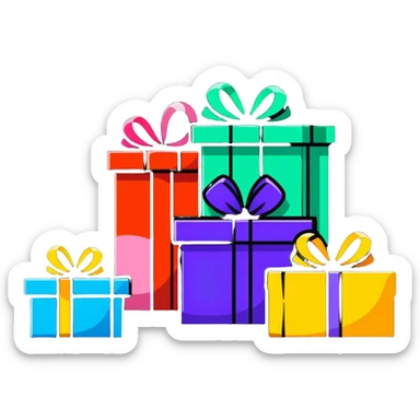 happy birthday celebration with gifts and confetti sticker