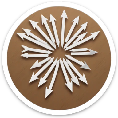 a circle of arrows pointing inward to the center sticker