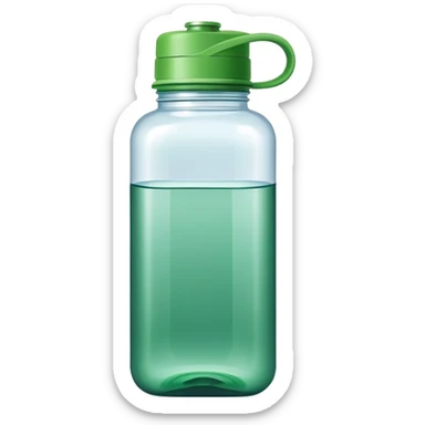 squared shape water bottle in green color, make sure the width and height if image must be equal in size, no need to add face, no emoji,  sticker