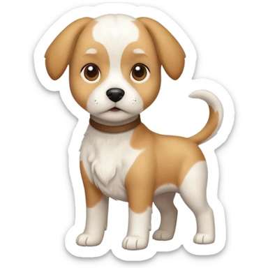 a full body white beagle x maltese x chi dog the size of a kelpie with light brown ears and a light brown patch on one eye sticker