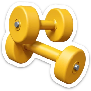 Generate a high-quality image of two cute, small yellow dumbbells for home workouts stacked in a cross shape on a plain white background, rounded edges, soft and smooth surface, realistic shading and lighting, no logos or brand markings, high-resolution.
 sticker