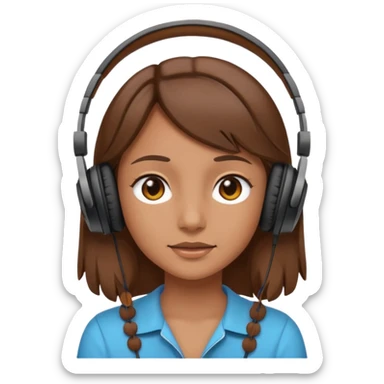 brown haired tan girl with headphones sticker