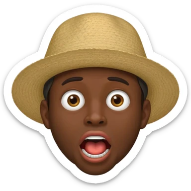 homme créole réunionnais  étonné  bouche ouverte avec chapeau sticker