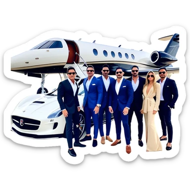 Grant Cardone, Tai Lopez, Josh King Madrid, Alex Hormozi, Iman Gadzhi, Daniel G, Branden Condy, Patrick Bet-David, Dan Henry, Luke Belmar, Shelby Sapp, Leila Hormozi, Tefi Valenzuela, business, influencers, friends, rich millionaire success lifestyle, private jet , supercars, success, sales sticker