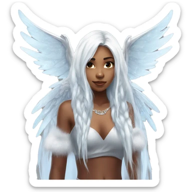 big wings, hood, silver, icy ,snowflake, Beautiful, fairy, long hair sticker