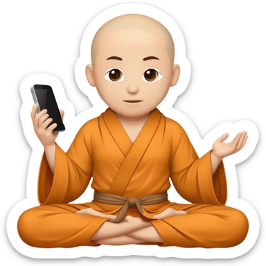 a mobile Phone covered in a monk robe in yoga position sticker