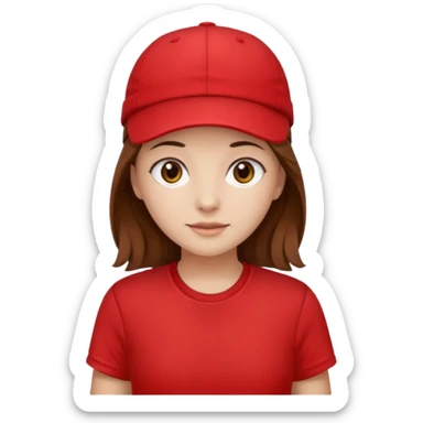 red tennis hat and red tshirt girl brown haired sticker