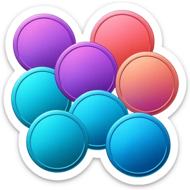 coins credit pack in gradient of turquoise, blue, pink, purple, and coral color sticker