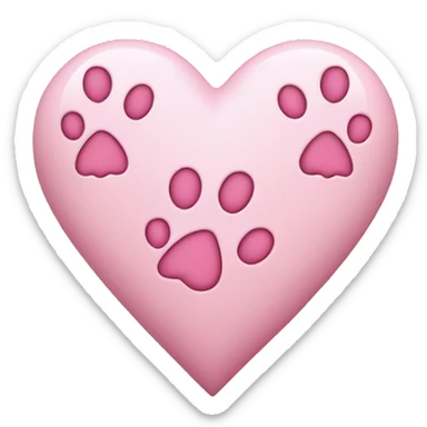 White heart with pink paw prints  sticker