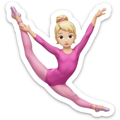 dancer-gymnast child with blonde hair in pink tights performing a split sticker