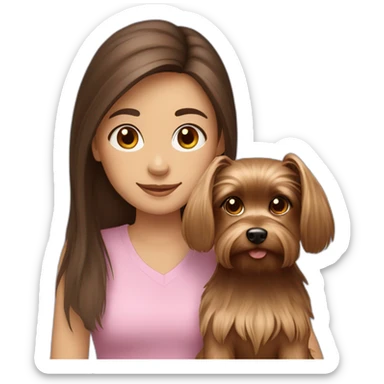Brown hair girl with a yorkshire terrier sticker