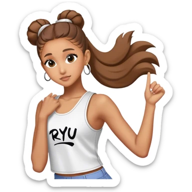 Ariana grande with "ryu" written on toptank sticker