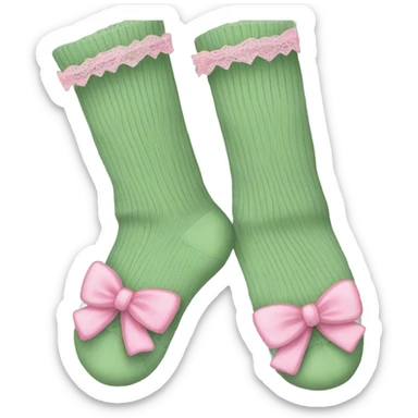 sage green long socks with pink lace and bows sticker