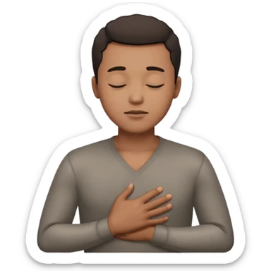 una mano en pecho ojos cerrados hombre multirracial sticker