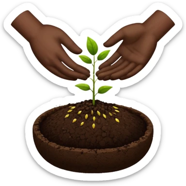 es werden saamen von einer hand in die erde getan ohne pflanze sticker