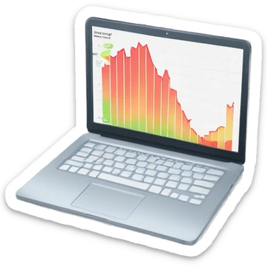 laptop with stock chart on stock market website sticker