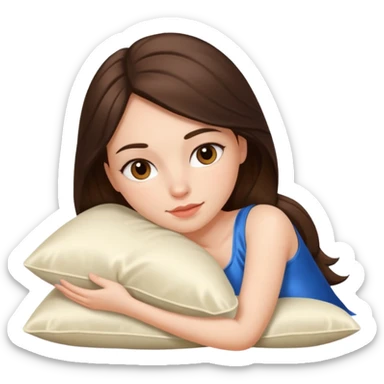 sleeping beauty, brunette white girl, resting on a silk pillow sticker