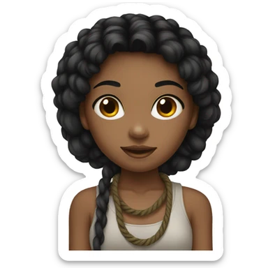 A blackhair girl, with rope sticker