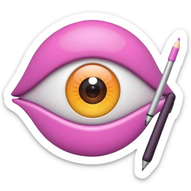 genera un emoji 3d en formato ios de un ojo con eyeliner rosa sticker