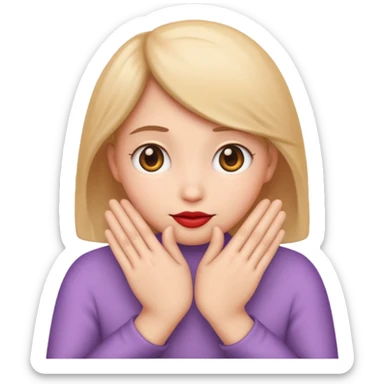 A single emoji that's feeling shy. In love. But hiding behind hands.  sticker