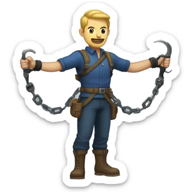 Man with grappling hook arm sticker