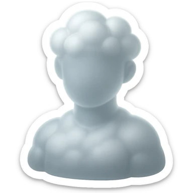 A person from the shoulders up, entirely composed of fluffy white convex clouds sticker