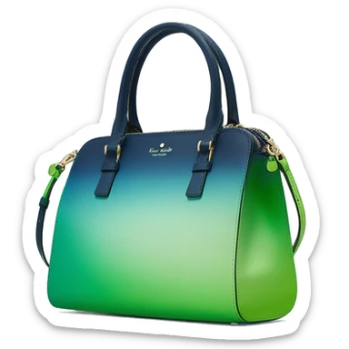 Realistic isolated lime green to navy blue ombre kate spade satchel purse.  sticker