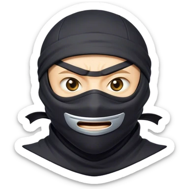 Clash of Clans aesthetic Comical Ninja Portrait Emoji, Head tilted dramatically with an exaggerated, fun expression and wide, comically expressive eyes peeking from a partially lifted mask, featuring a lean, agile form with playful stealth and natural skin tone, Simplified yet humorously expressive features, highly detailed, glowing with a slightly sassy shadowy glow, high shine, dramatic yet playful, stylized with an air of cheeky ninja mischief, soft glowing outline, capturing the essence of a meme-worthy ninja who blends humor with stealth into viral fame! sticker