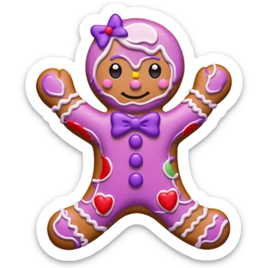 A gingerbread man cute pink and purple super cute and arty  sticker