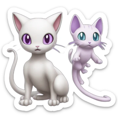 Mewtwo and mew pokemon sticker