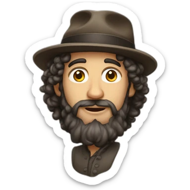 jew with long curls and hat sticker