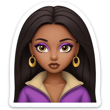 african beauty standard, dark hair, pretty makeup, pretty bratz baddie, black eyeliner sticker