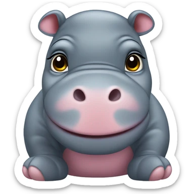 Make a emoji with baby hippo that’s looking cute, her face looks cute  sticker