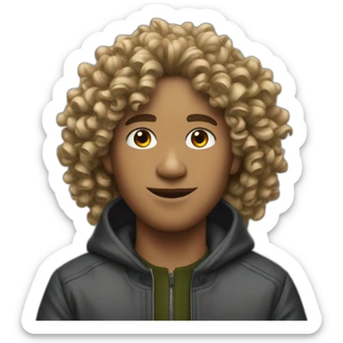 curly guy in a supreme jacket sticker