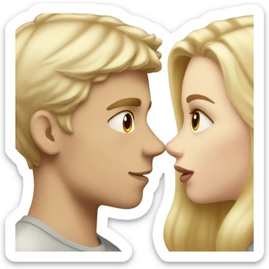 A blonde girl with pale skin kisses a light-skinned guy with dark hair sticker