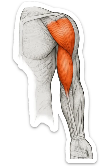 tricipite visto anatomicamente , illumina solo il tricipite, il resto fallo in bianco e nero sticker